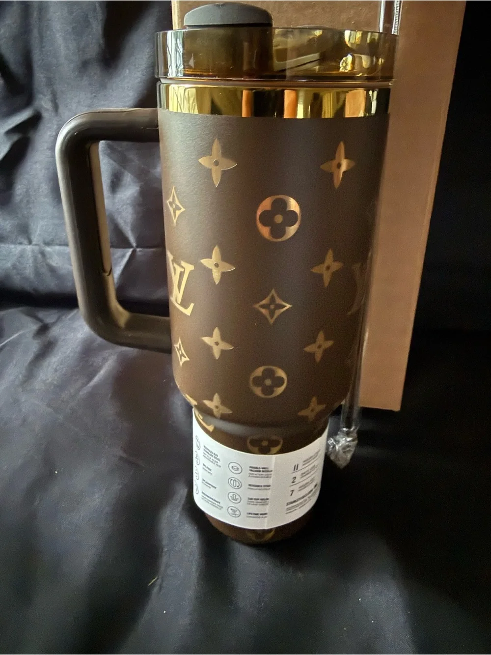 New Stanley 40oz Brown/Gold Laser LEngravedV with Brown Straw - Picture 6 of 8